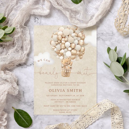 Teddy Bear Ballon Neutral Bearly Wait Baby Shooter Einladung