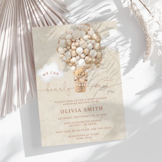 Teddy Bear Ballon Neutral Bearly Wait Baby Shooter Einladung