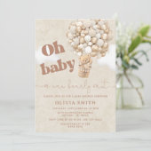 Teddy Bear Ballon Neutral Bearly Wait Baby Shooter Einladung (Stehend Vorderseite)