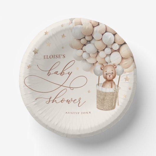Teddy Bear Ballon Neutral Bearly Wait Baby Shooter Pappteller (Vorderseite)