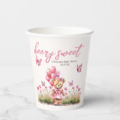 Teddy Bear Ballon Pink Butterfly Girl Babydusche Pappbecher (Vorderseite)