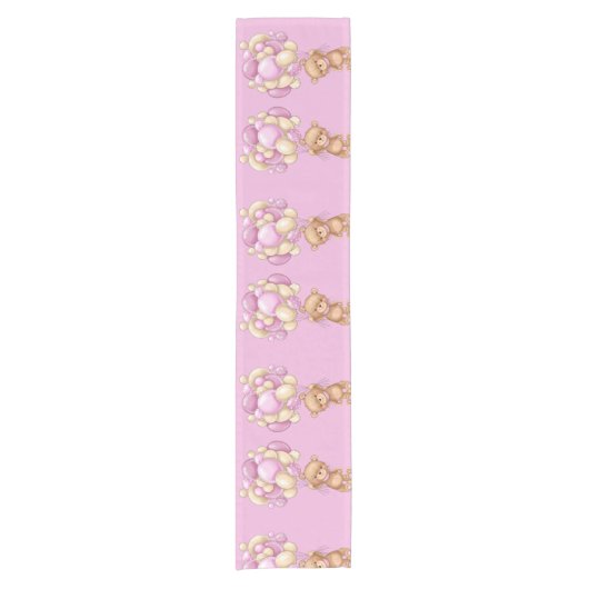Teddy Bear Ballon Pink Kurz Table Runner Kurzer Tischläufer (Vorderseite)