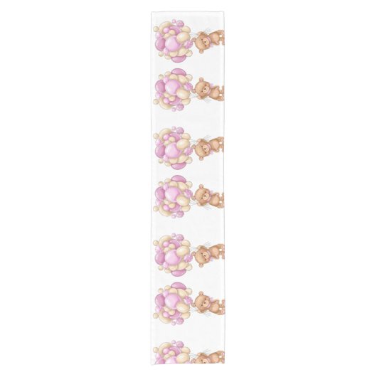 Teddy Bear Ballon Pink Kurz Table Runner Kurzer Tischläufer (Vorderseite)