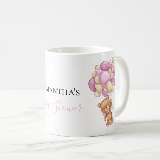 Teddy Bear Ballon Weißrosa Tasse (VorderseiteRechts)