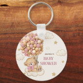 Teddy Bear Ballons beige Pink Schlüsselanhänger (Vorderseite)