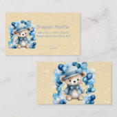 Teddy Bear Balloon Arch Boy Diaper Raffle Visitenkarte (Vorne/Hinten)
