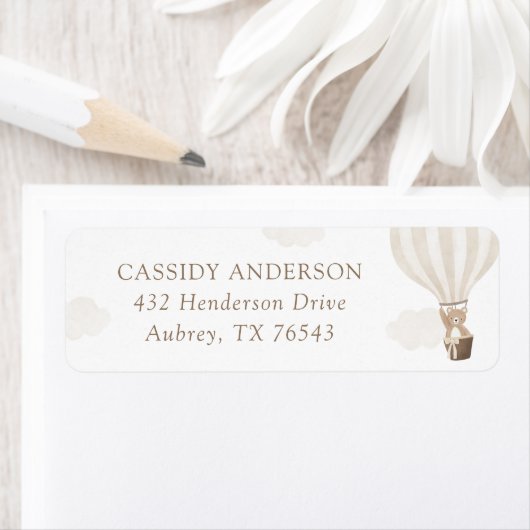 Teddy Bear Balloon Baby Dusche Rücksendeadresse (Insitu)