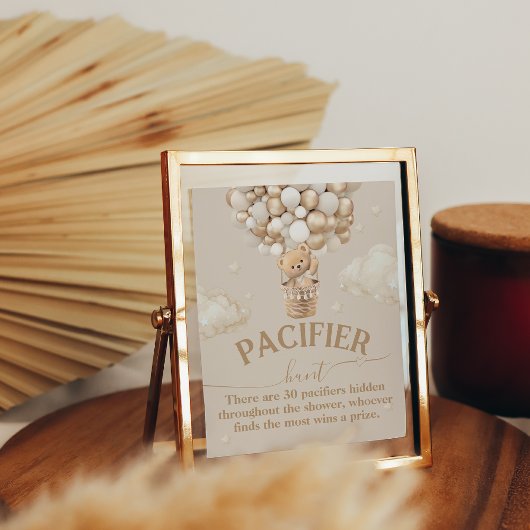 Teddy Bear Balloon Baby Dusche Schnuller Hunt Poster