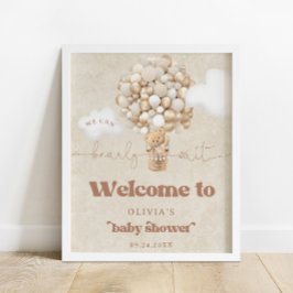 Teddy Bear Balloon Baby Dusche Willkommen Poster