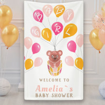 Teddy Bear Balloon Baby Girl Baby Shower