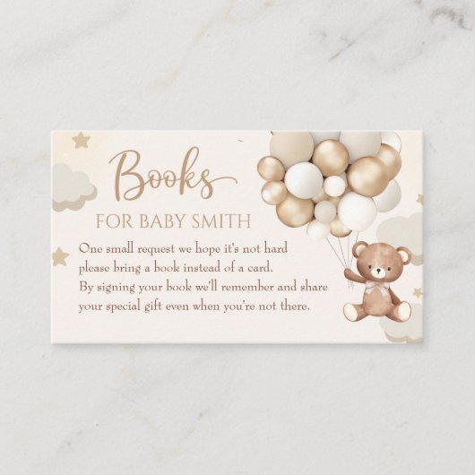 Teddy Bear Balloon Baby Showbuchanfrage Begleitkarte (Vorderseite)