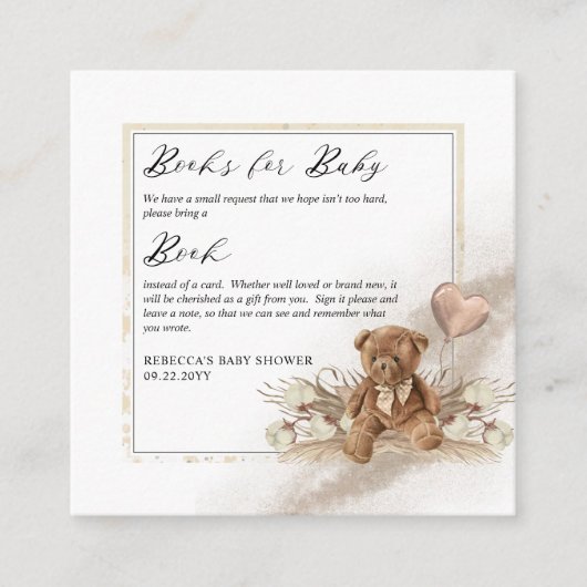 Teddy Bear Balloon Baby Showbuchanfrage Begleitkarte (Vorderseite)