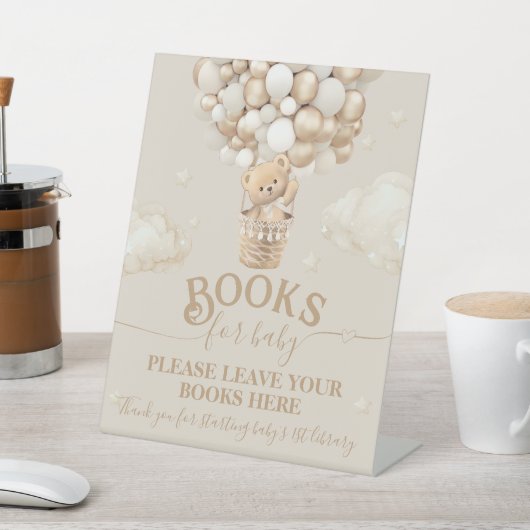 Teddy Bear Balloon Baby Showbücher Sockelschild (In SItu)