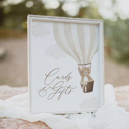 Teddy Bear Balloon Baby Shower Cards and Gifts Poster