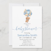 Teddy Bear Balloon Baby Shower Einladung (Vorderseite)