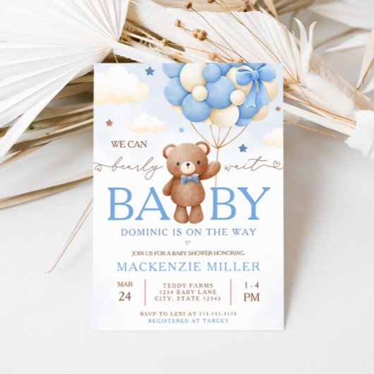 Teddy Bear Balloon Baby Shower Einladung