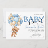 Teddy Bear Balloon Baby Shower Einladungen (Vorderseite)