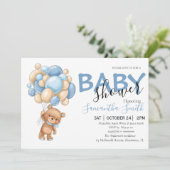 Teddy Bear Balloon Baby Shower Einladungen (Stehend Vorderseite)