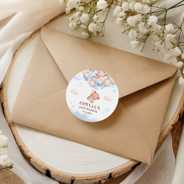 Teddy Bear Balloon Baby Shower Sticker