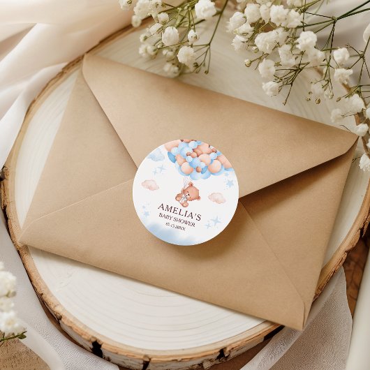 Teddy Bear Balloon Baby Shower Sticker