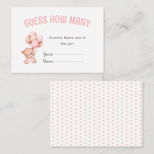 Teddy Bear Balloon Baby Showspiel Begleitkarte (Vorne/Hinten)