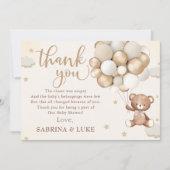 Teddy Bear Balloon Baby Wait Baby Shooter Dankeskarte (Vorderseite)