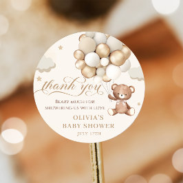 Teddy Bear Balloon Baby Wait Baby Shooter Runder Aufkleber