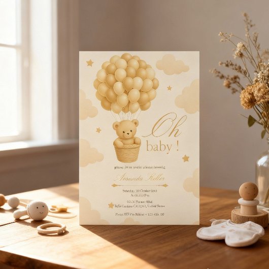 Teddy Bear Balloon Babydusche Einladung