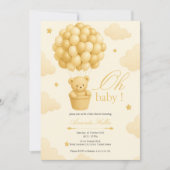 Teddy Bear Balloon Babydusche Einladung (Vorderseite)