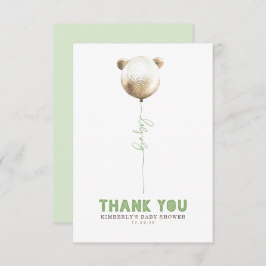 Teddy Bear Balloon Babydusche Klein Danke (Vorne/Hinten)