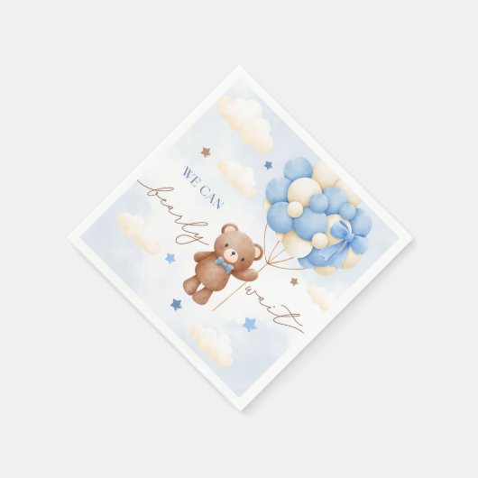 Teddy Bear Balloon Babydusche Napkins Serviette (Ecke)