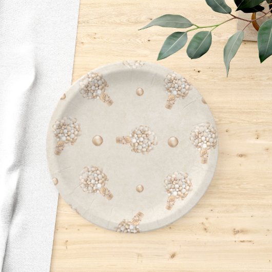 Teddy Bear Balloon Babydusche Pappteller