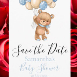 Teddy Bear Balloon Babydusche Save the Date Postc Postkarte