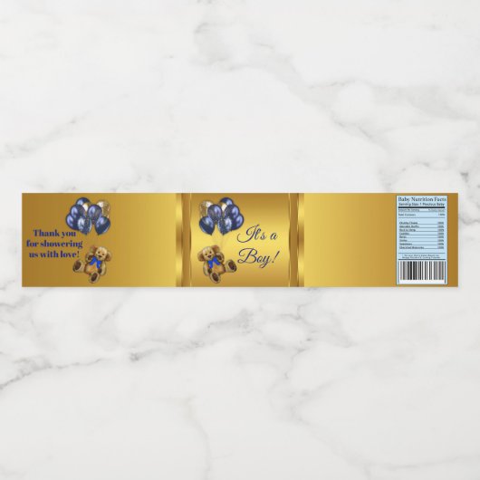 Teddy Bear Balloon Babydusche Wasserflaschenetikett (Einzelnes Label)