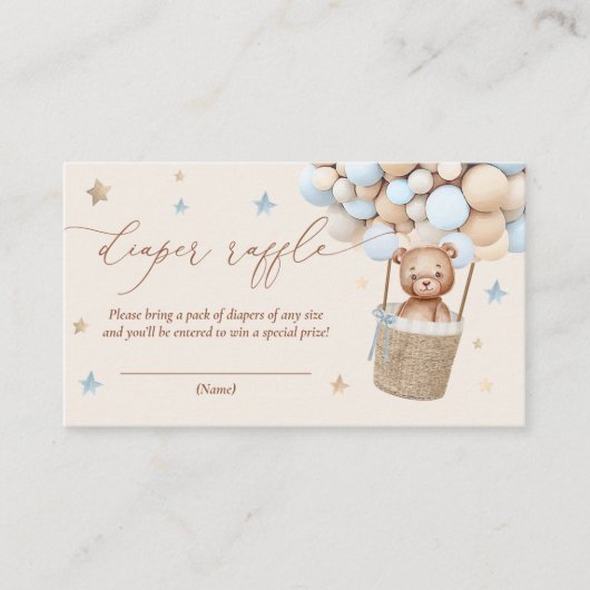 Teddy Bear Balloon Babydusche Windelwanne Begleitkarte (Vorderseite)