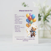 Teddy Bear Balloon Babyduschenkarte Begleitkarte (Stehend Vorderseite)