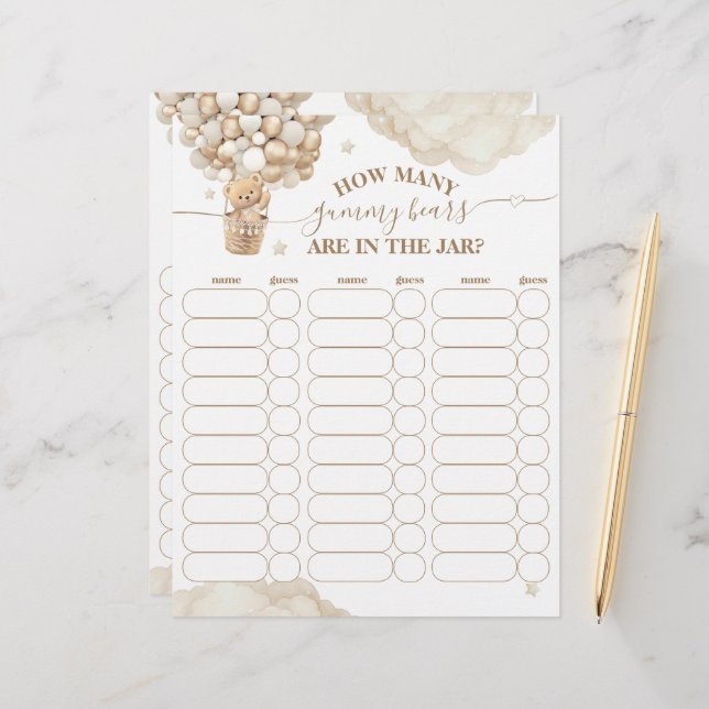 Teddy Bear Balloon Bearly Wait Baby Shooting Game (Vorderseite/Rückseite Beispiel)