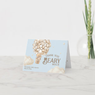 Teddy Bear Balloon Bearly Wait Boy Baby Dusche Dankeskarte