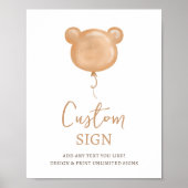 Teddy Bear Balloon Beary First Birthday Custom Poster (Vorne)