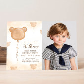 Teddy Bear Balloon Beary First Birthday Party Einladung