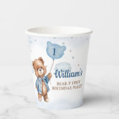 Teddy Bear Balloon Beary First Birthday Party Pappbecher (Vorderseite)