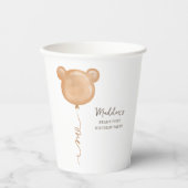 Teddy Bear Balloon Beary First Birthday Party Pappbecher (Vorderseite)