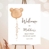 Teddy Bear Balloon Beary First Birthday Willkommen Poster