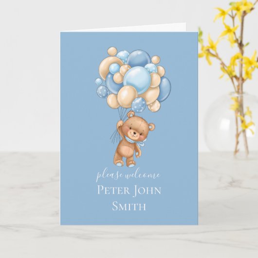 Teddy Bear Balloon Blue Ankündigung (Gelbe Blume)