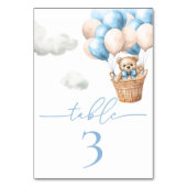 Teddy Bear Balloon Blue Boy Baby Dusche Tischnummer (Rückseite)