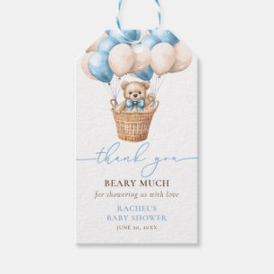 Teddy Bear Balloon Blue Boy Baby Dusche Vielen Dan Geschenkanhänger