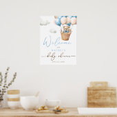 Teddy Bear Balloon | Blue Boy Baby Dusche Willkomm Poster (Küche)