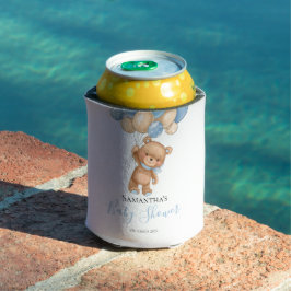 Teddy Bear Balloon Blue Can Cooler Dosenkühler