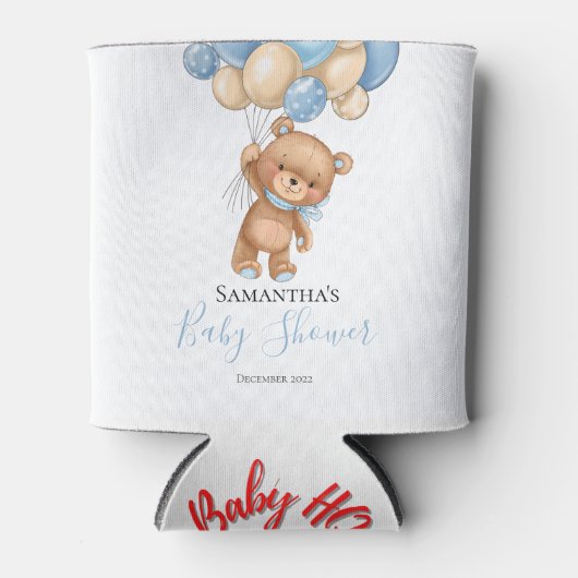 Teddy Bear Balloon Blue Can Cooler Dosenkühler (Vorderseite)