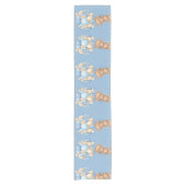 Teddy Bear Balloon Blue Kurz Table Runner Kurzer Tischläufer (Vorderseite)